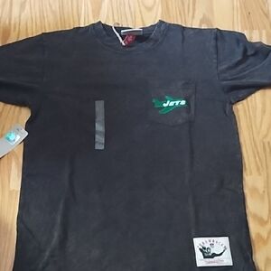 Mitchell & Ness Black Short Sleeve Tee with Jets Logo